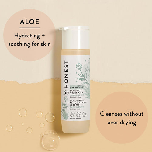 The Honest Company 2 - in - 1 Cleansing Shampoo + Body Wash for Sensitive Skin | Gentle for Baby | Naturally Derived, Tear - free, Hypoallergenic | Fragrance Free, 10 fl oz - 7DAY'S
