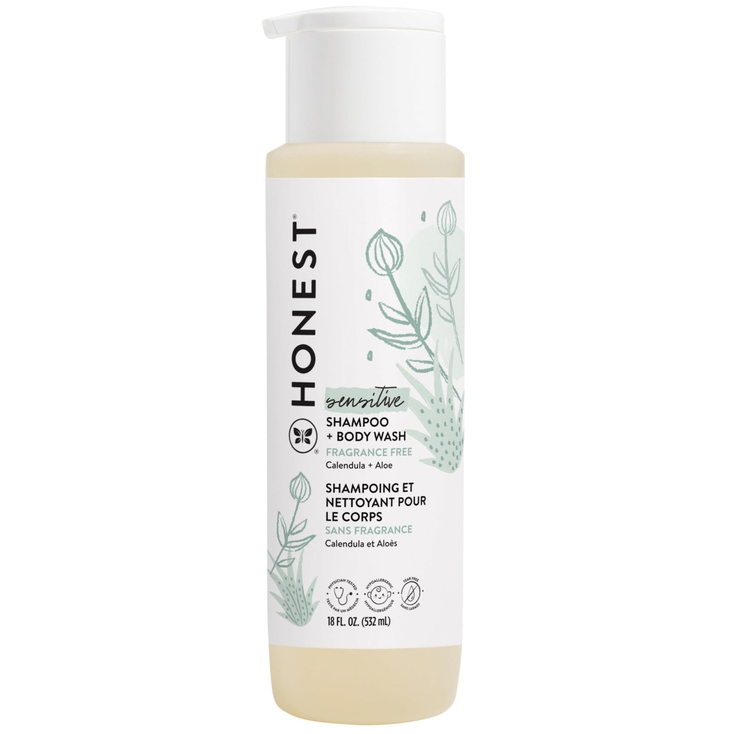 The Honest Company 2 - in - 1 Cleansing Shampoo + Body Wash for Sensitive Skin | Gentle for Baby | Naturally Derived, Tear - free, Hypoallergenic | Fragrance Free, 10 fl oz - 7DAY'S
