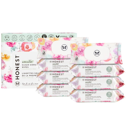 The Honest Company Clean Conscious Multi - Use Wipes | Hypoallergenic + Unscented for Sensitive Skin | Over 99% Water, Compostable, Plant Based, Baby Wipes | Geo Mood, 288 Count - 7DAY'S