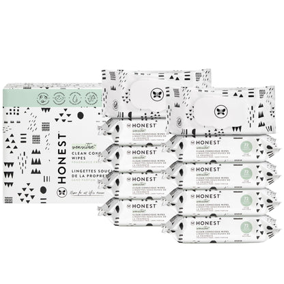 The Honest Company Clean Conscious Multi - Use Wipes | Hypoallergenic + Unscented for Sensitive Skin | Over 99% Water, Compostable, Plant Based, Baby Wipes | Geo Mood, 288 Count - 7DAY'S