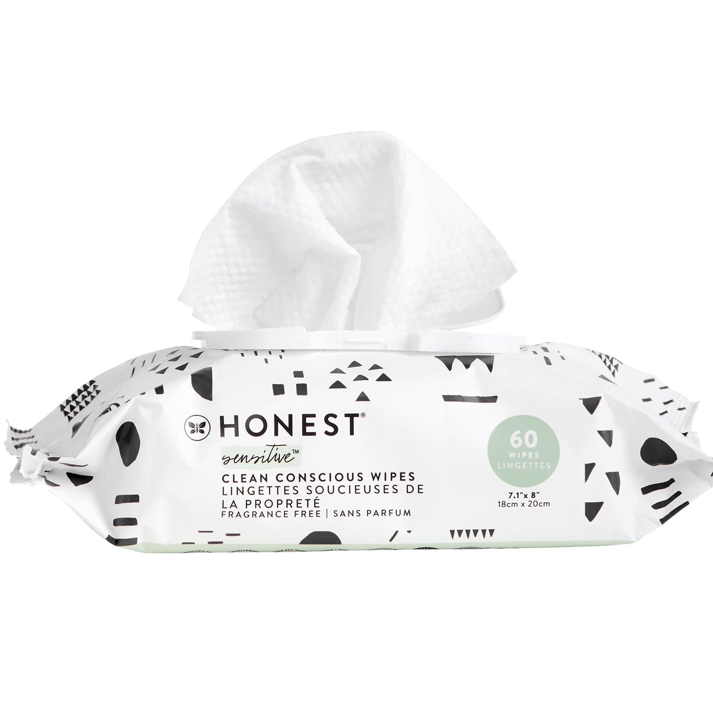 The Honest Company Clean Conscious Multi - Use Wipes | Hypoallergenic + Unscented for Sensitive Skin | Over 99% Water, Compostable, Plant Based, Baby Wipes | Geo Mood, 288 Count - 7DAY'S