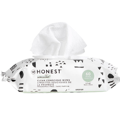 The Honest Company Clean Conscious Multi - Use Wipes | Hypoallergenic + Unscented for Sensitive Skin | Over 99% Water, Compostable, Plant Based, Baby Wipes | Geo Mood, 288 Count - 7DAY'S