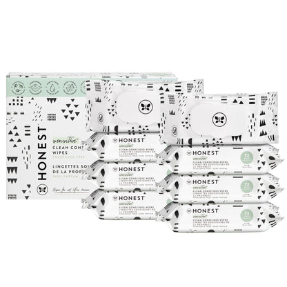 The Honest Company Clean Conscious Multi - Use Wipes | Hypoallergenic + Unscented for Sensitive Skin | Over 99% Water, Compostable, Plant Based, Baby Wipes | Geo Mood, 288 Count - 7DAY'S