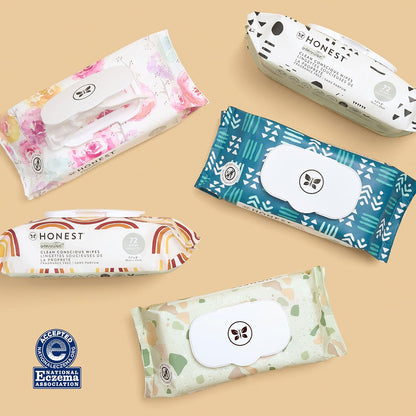 The Honest Company Clean Conscious Multi - Use Wipes | Hypoallergenic + Unscented for Sensitive Skin | Over 99% Water, Compostable, Plant Based, Baby Wipes | Geo Mood, 288 Count - 7DAY'S