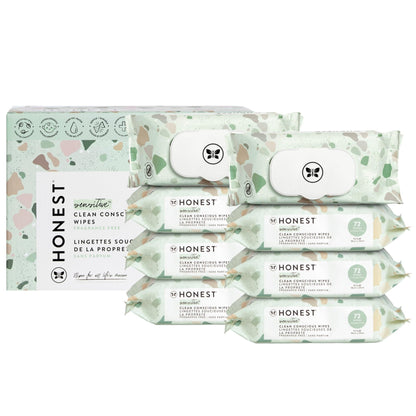 The Honest Company Clean Conscious Multi - Use Wipes | Hypoallergenic + Unscented for Sensitive Skin | Over 99% Water, Compostable, Plant Based, Baby Wipes | Geo Mood, 288 Count - 7DAY'S