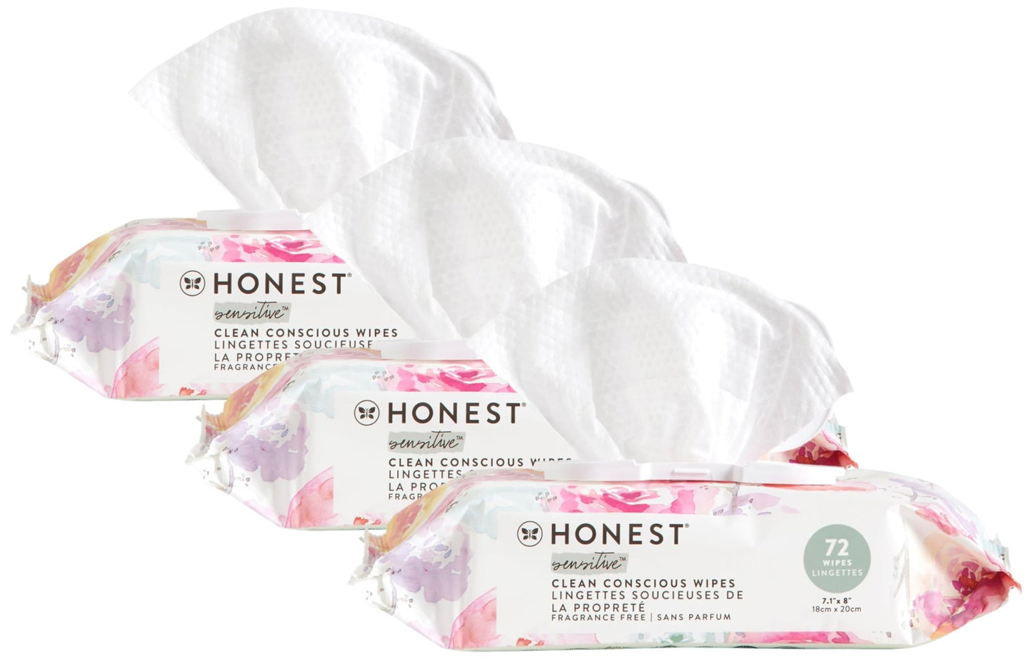 The Honest Company Clean Conscious Multi - Use Wipes | Hypoallergenic + Unscented for Sensitive Skin | Over 99% Water, Compostable, Plant Based, Baby Wipes | Geo Mood, 288 Count - 7DAY'S