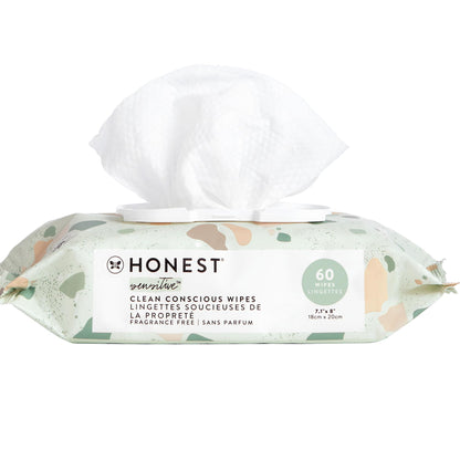 The Honest Company Clean Conscious Multi - Use Wipes | Hypoallergenic + Unscented for Sensitive Skin | Over 99% Water, Compostable, Plant Based, Baby Wipes | Geo Mood, 288 Count - 7DAY'S
