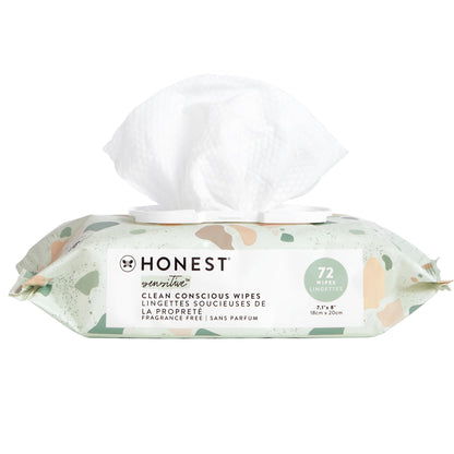 The Honest Company Clean Conscious Multi - Use Wipes | Hypoallergenic + Unscented for Sensitive Skin | Over 99% Water, Compostable, Plant Based, Baby Wipes | Geo Mood, 288 Count - 7DAY'S