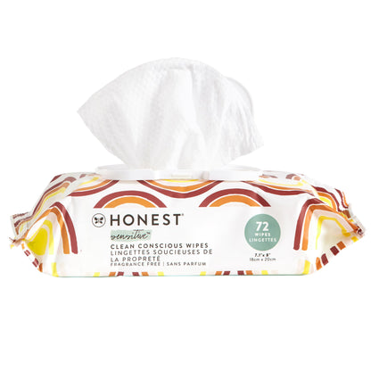 The Honest Company Clean Conscious Multi - Use Wipes | Hypoallergenic + Unscented for Sensitive Skin | Over 99% Water, Compostable, Plant Based, Baby Wipes | Geo Mood, 288 Count - 7DAY'S