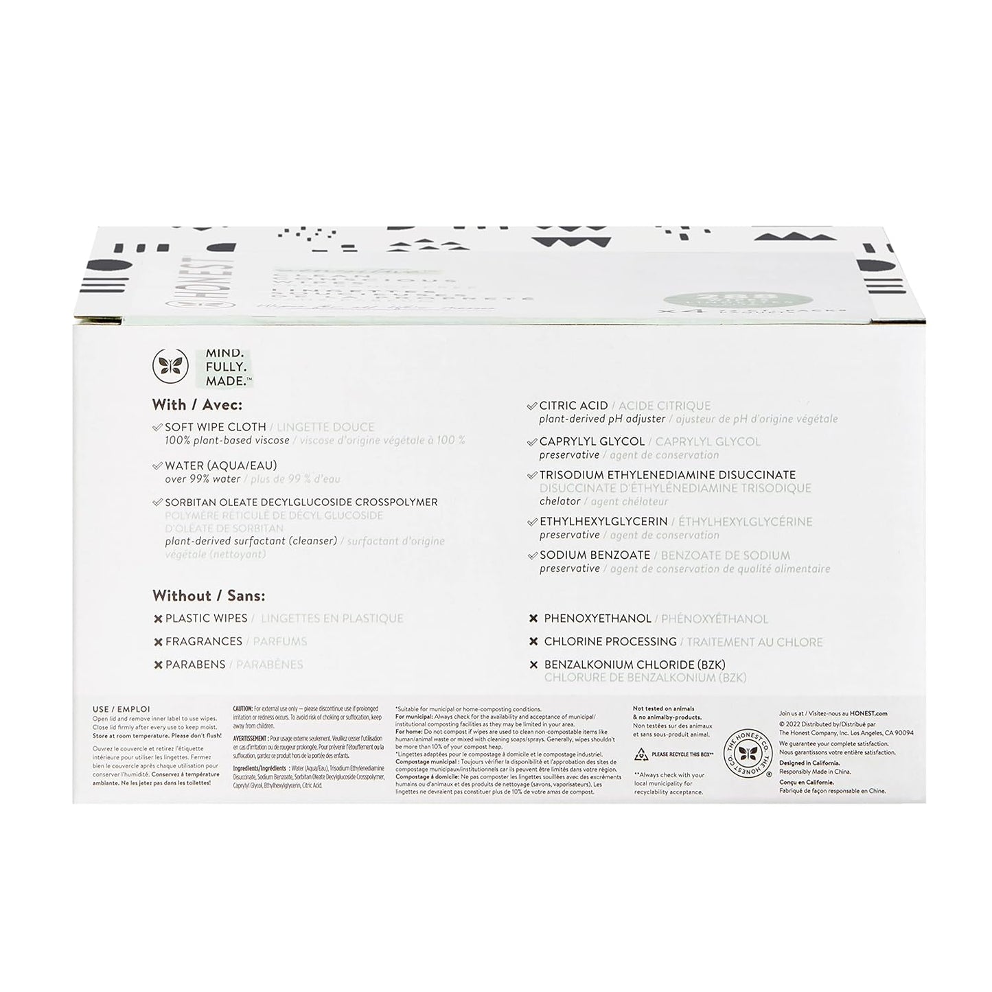 The Honest Company Clean Conscious Multi - Use Wipes | Hypoallergenic + Unscented for Sensitive Skin | Over 99% Water, Compostable, Plant Based, Baby Wipes | Geo Mood, 288 Count - 7DAY'S