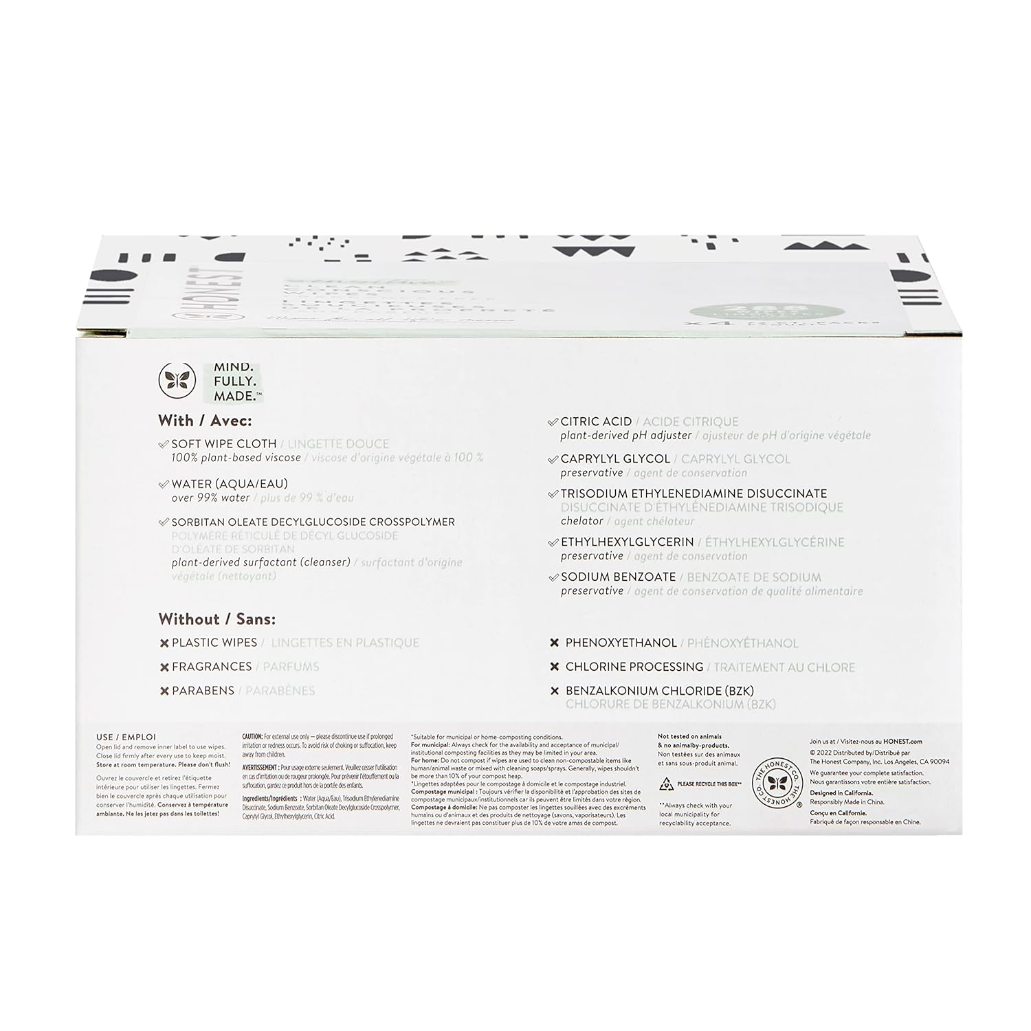The Honest Company Clean Conscious Multi - Use Wipes | Hypoallergenic + Unscented for Sensitive Skin | Over 99% Water, Compostable, Plant Based, Baby Wipes | Geo Mood, 288 Count - 7DAY'S
