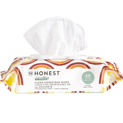 The Honest Company Clean Conscious Multi - Use Wipes | Hypoallergenic + Unscented for Sensitive Skin | Over 99% Water, Compostable, Plant Based, Baby Wipes | Geo Mood, 288 Count - 7DAY'S