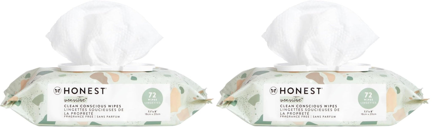 The Honest Company Clean Conscious Multi - Use Wipes | Hypoallergenic + Unscented for Sensitive Skin | Over 99% Water, Compostable, Plant Based, Baby Wipes | Geo Mood, 288 Count - 7DAY'S