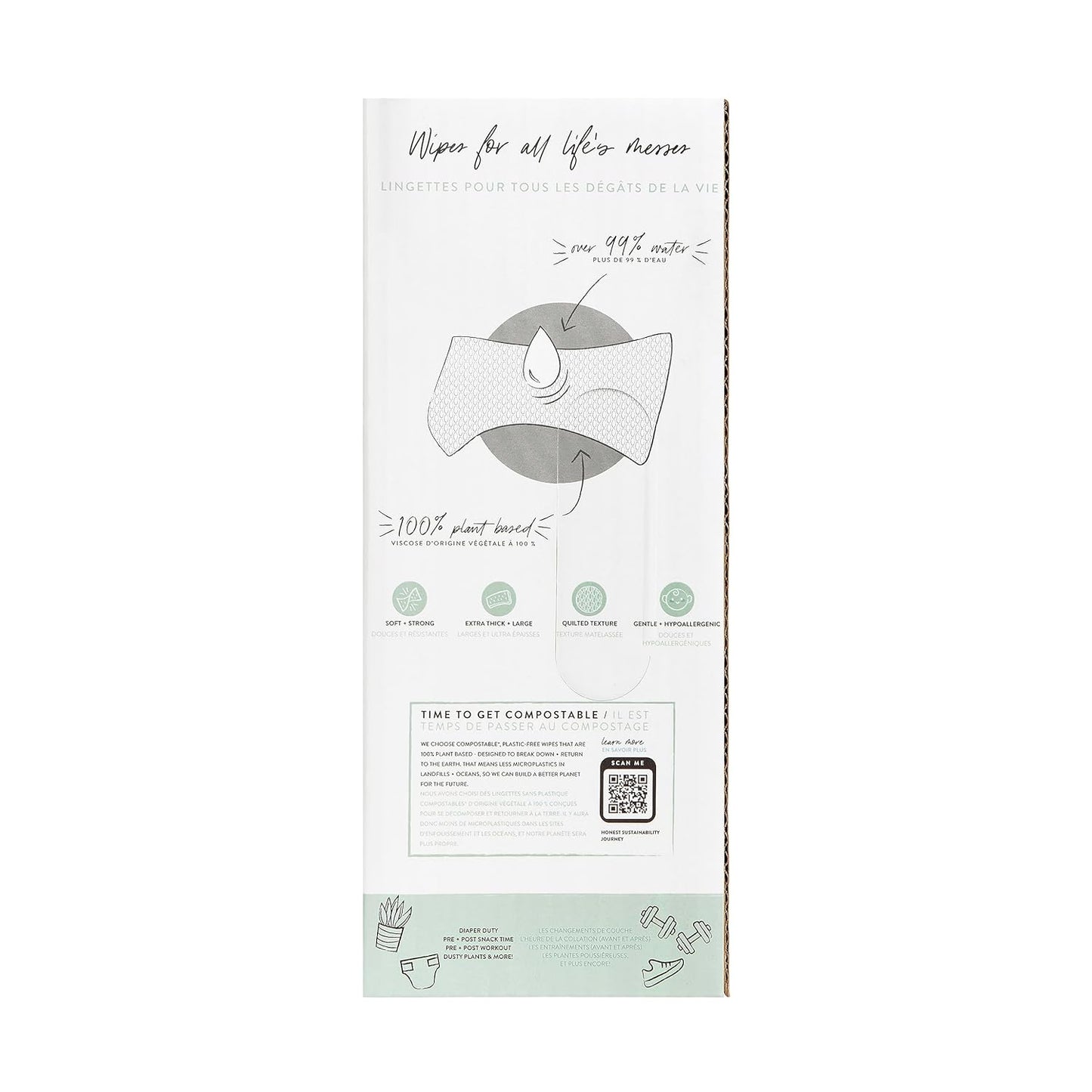 The Honest Company Clean Conscious Multi - Use Wipes | Hypoallergenic + Unscented for Sensitive Skin | Over 99% Water, Compostable, Plant Based, Baby Wipes | Geo Mood, 288 Count - 7DAY'S