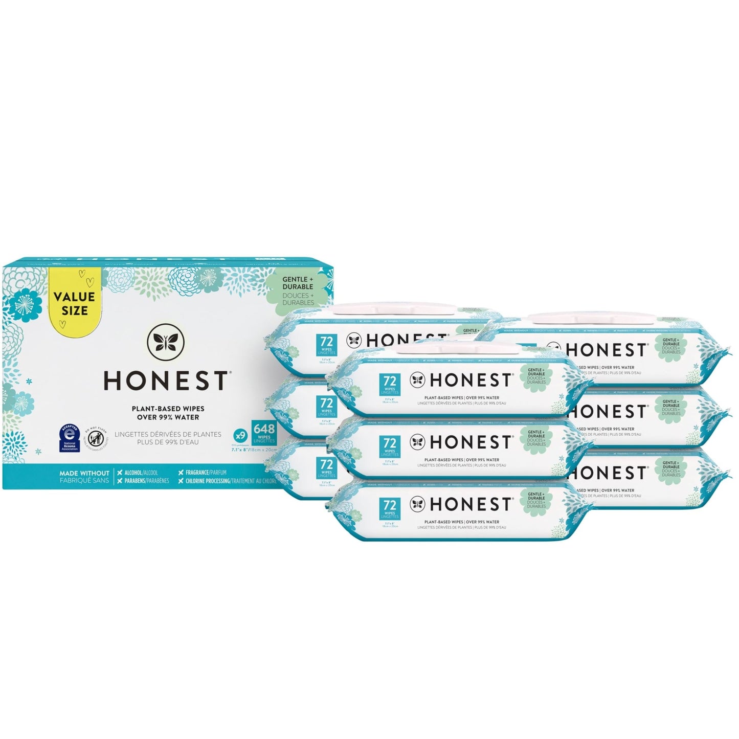 The Honest Company Clean Conscious Multi - Use Wipes | Hypoallergenic + Unscented for Sensitive Skin | Over 99% Water, Compostable, Plant Based, Baby Wipes | Geo Mood, 288 Count - 7DAY'S