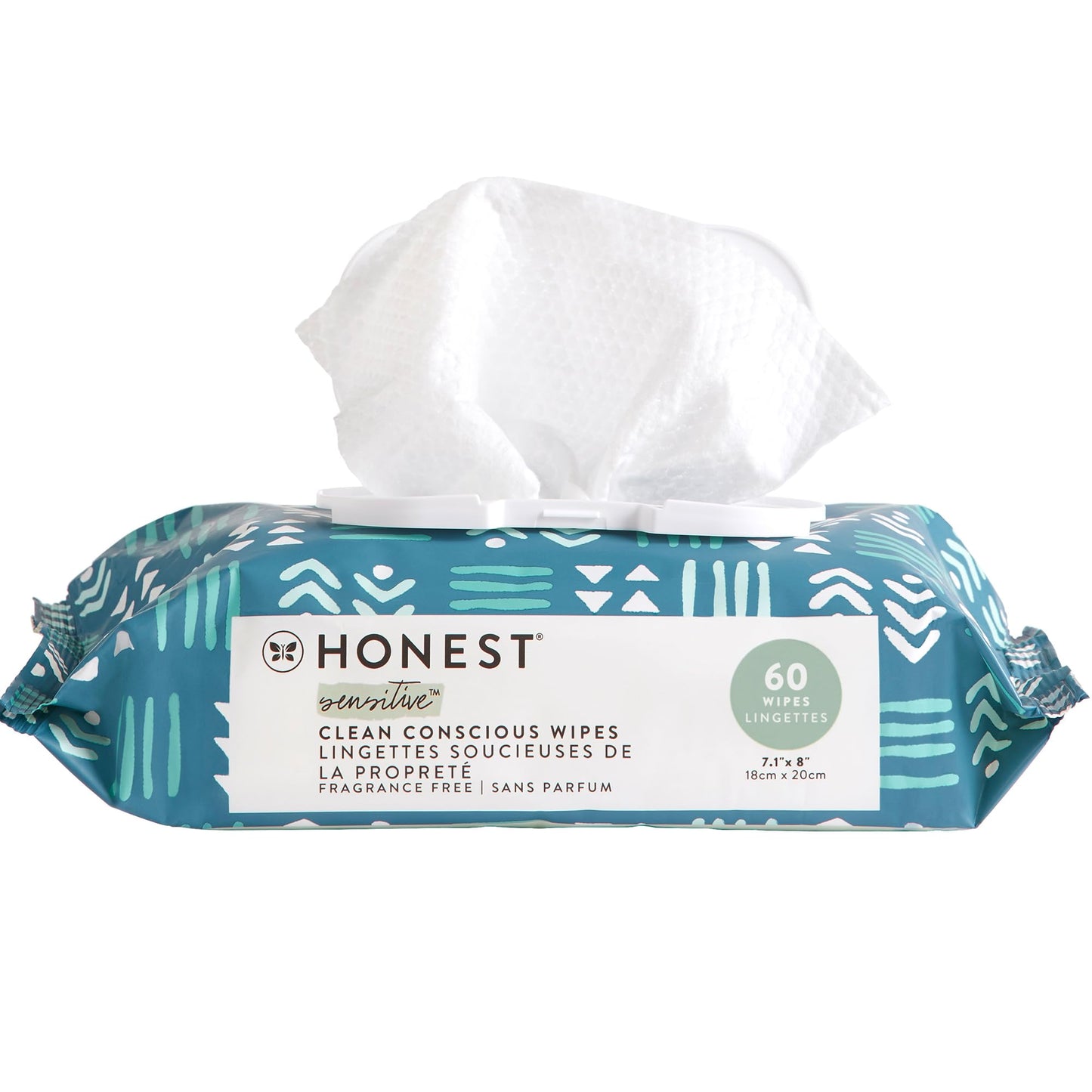 The Honest Company Clean Conscious Multi - Use Wipes | Hypoallergenic + Unscented for Sensitive Skin | Over 99% Water, Compostable, Plant Based, Baby Wipes | Geo Mood, 288 Count - 7DAY'S