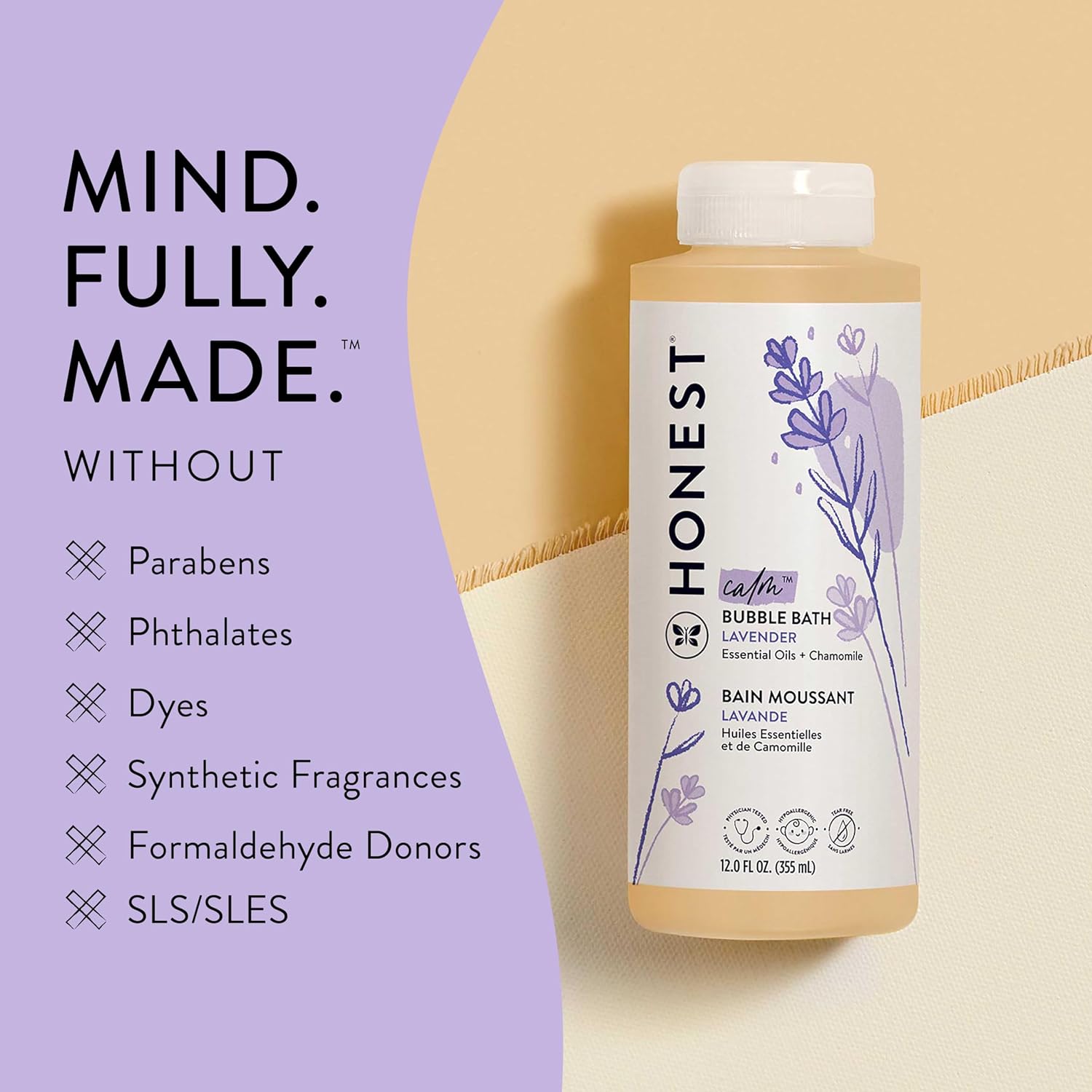 The Honest Company Foaming Bubble Bath | Gentle for Baby | Naturally Derived, Tear - free, Hypoallergenic | Lavender Calm, 12 fl oz - 7DAY'S