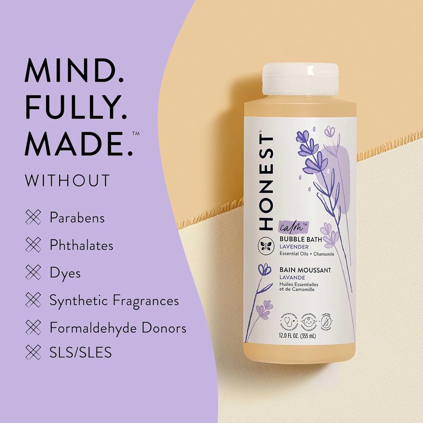 The Honest Company Foaming Bubble Bath | Gentle for Baby | Naturally Derived, Tear - free, Hypoallergenic | Lavender Calm, 12 fl oz - 7DAY'S