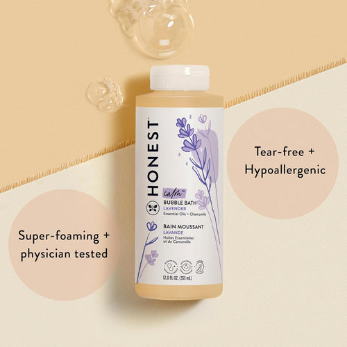 The Honest Company Foaming Bubble Bath | Gentle for Baby | Naturally Derived, Tear - free, Hypoallergenic | Lavender Calm, 12 fl oz - 7DAY'S