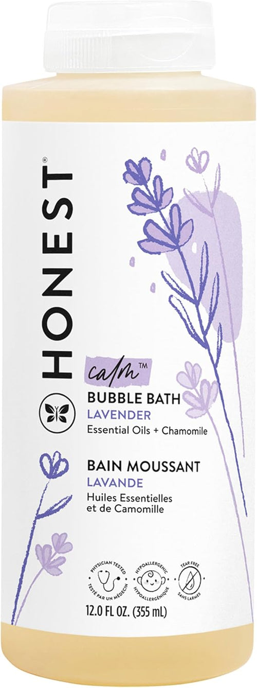 The Honest Company Foaming Bubble Bath | Gentle for Baby | Naturally Derived, Tear-free, Hypoallergenic | Lavender Calm, 12 fl oz
