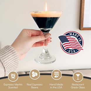 The Original Espresso Martini Candle|Handmade Coffee & Cream ScentedIReusable 9 oz. Martini Glass | Home Decor Gift（Super Good qualiey） - 7DAY'S