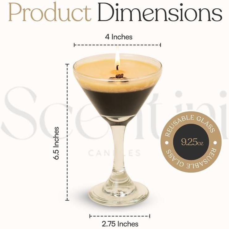 The Original Espresso Martini Candle|Handmade Coffee & Cream ScentedIReusable 9 oz. Martini Glass | Home Decor Gift（Super Good qualiey） - 7DAY'S