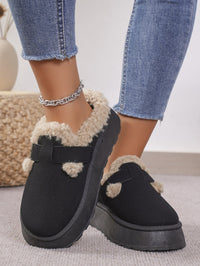 Thermal Fuzzy Buckle Platform Slippers - 7DAY'S