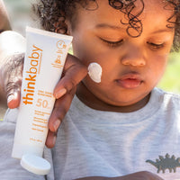 Thinkbaby SPF 50+ Baby Mineral Sunscreen – Safe, Natural Sunblock for Babies - Water Resistant Sun Cream – Broad Spectrum UVA/UVB Sun Protection – Vegan Baby Sunscreen Lotion, 3 Oz. - 7DAY'S