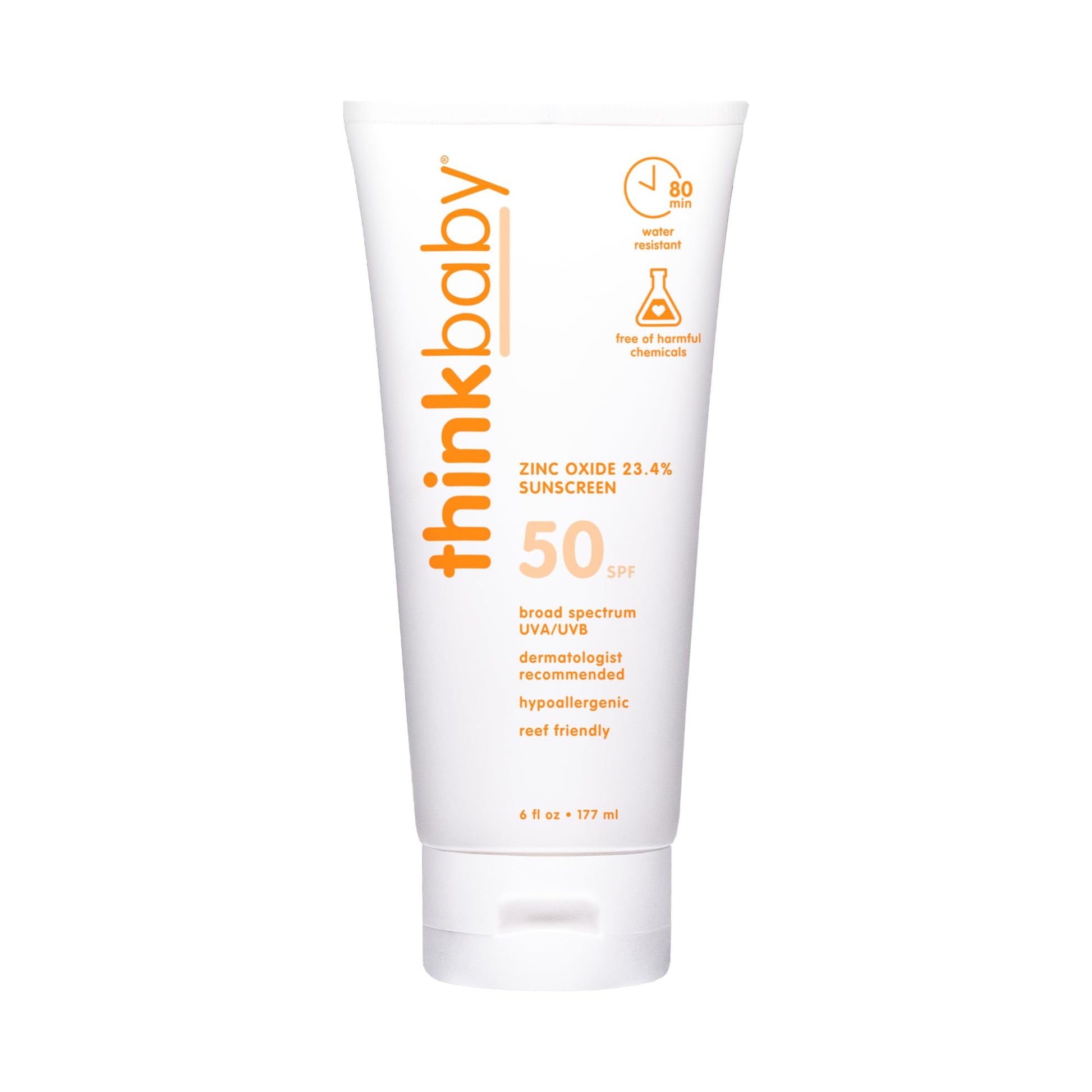 Thinkbaby SPF 50+ Baby Mineral Sunscreen – Safe, Natural Sunblock for Babies - Water Resistant Sun Cream – Broad Spectrum UVA/UVB Sun Protection – Vegan Baby Sunscreen Lotion, 3 Oz. - 7DAY'S