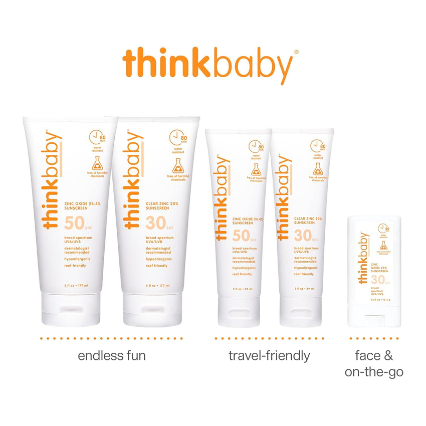 Thinkbaby SPF 50+ Baby Mineral Sunscreen – Safe, Natural Sunblock for Babies - Water Resistant Sun Cream – Broad Spectrum UVA/UVB Sun Protection – Vegan Baby Sunscreen Lotion, 3 Oz. - 7DAY'S
