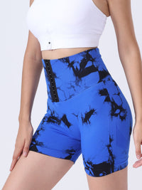 Tie Dye Button Everyday Wear Spring Summer Sports Shorts, High Waist Butt Lift Tie Dye Shorts, Women's Summer Yoga Wear Fitness Shorts Running Sports Fitness Yoga Shorts - 7DAY'S