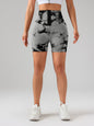 Tie Dye Button Everyday Wear Spring Summer Sports Shorts, High Waist Butt Lift Tie Dye Shorts, Women's Summer Yoga Wear Fitness Shorts Running Sports Fitness Yoga Shorts - 7DAY'S
