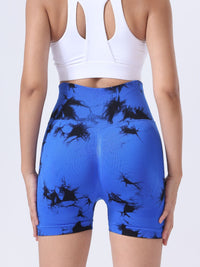 Tie Dye Button Everyday Wear Spring Summer Sports Shorts, High Waist Butt Lift Tie Dye Shorts, Women's Summer Yoga Wear Fitness Shorts Running Sports Fitness Yoga Shorts - 7DAY'S