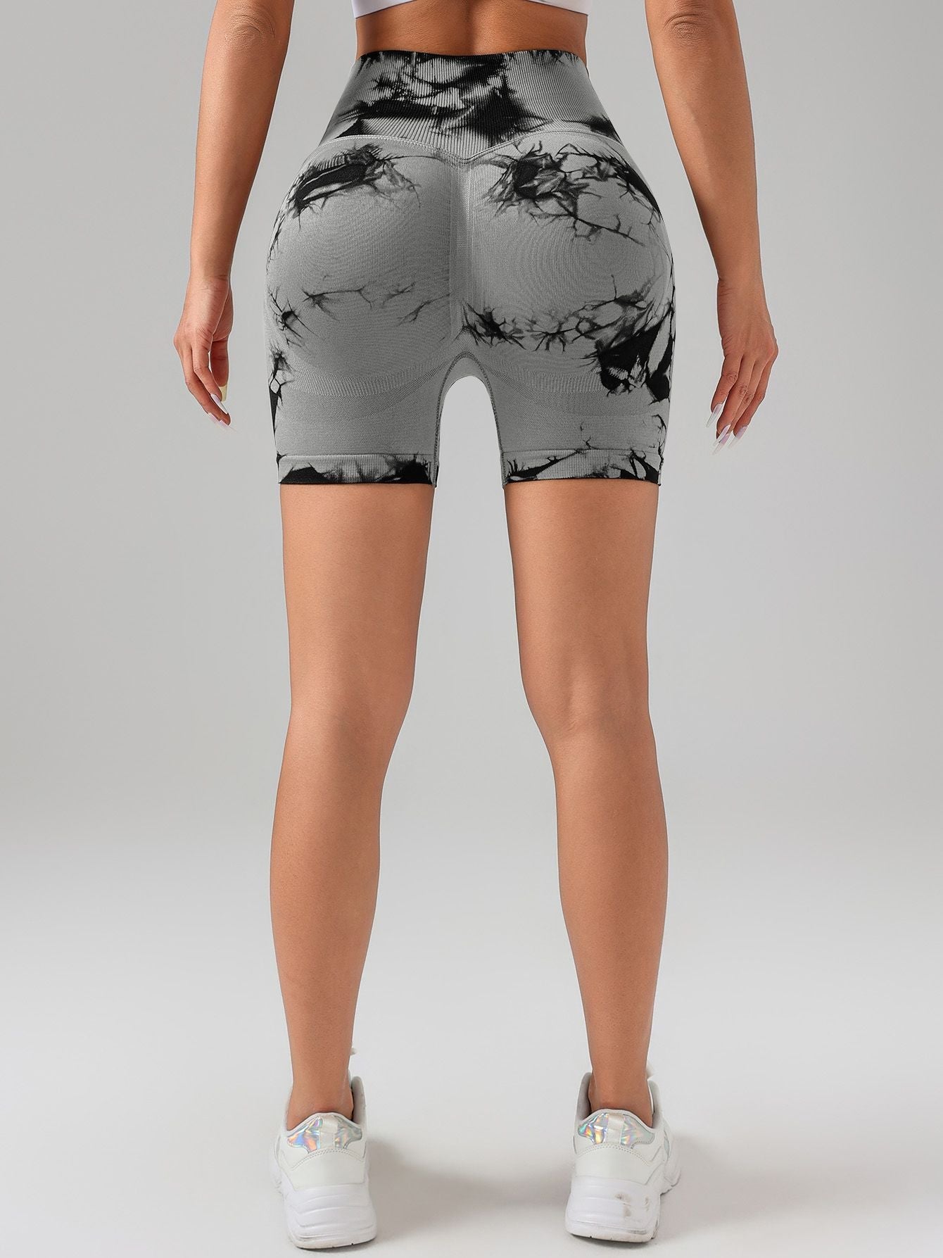 Tie Dye Button Everyday Wear Spring Summer Sports Shorts, High Waist Butt Lift Tie Dye Shorts, Women's Summer Yoga Wear Fitness Shorts Running Sports Fitness Yoga Shorts - 7DAY'S