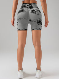 Tie Dye Button Everyday Wear Spring Summer Sports Shorts, High Waist Butt Lift Tie Dye Shorts, Women's Summer Yoga Wear Fitness Shorts Running Sports Fitness Yoga Shorts - 7DAY'S