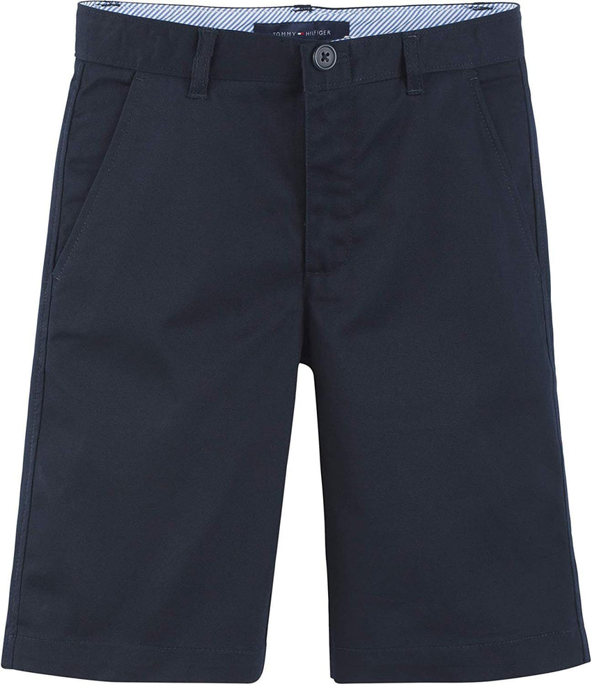 Tommy Hilfiger Flat Front Twill Blend Shorts, Kids School Uniform Clothes for Little Or Big Boys with Husky and Slim Sizes - 7DAY'S