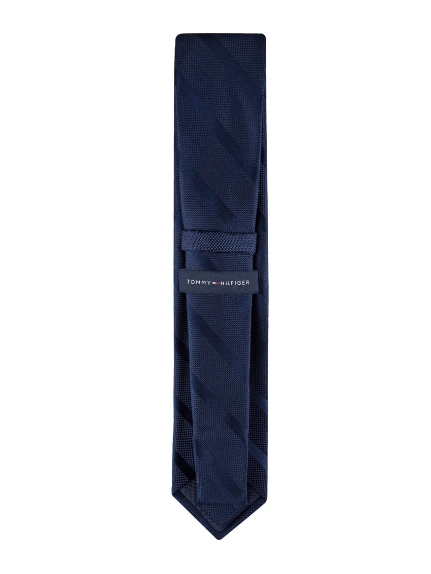 Tommy Hilfiger Men's Classic Solid Textured Stripe Tie - 7DAY'S