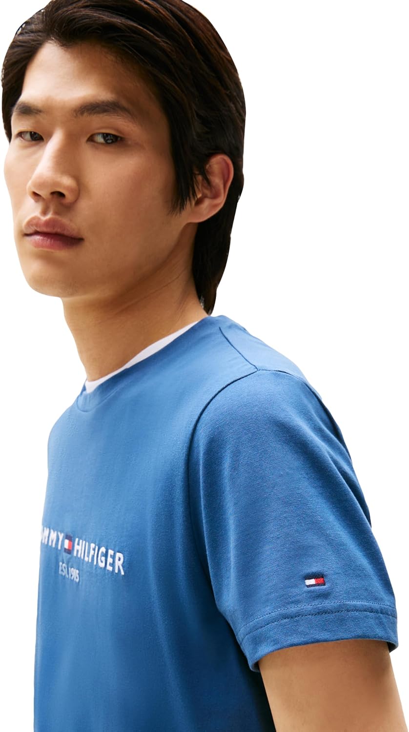 Tommy Hilfiger Men's Short Sleeve Cotton Graphic T-Shirts with Embroidered Logo - 7DAY'S