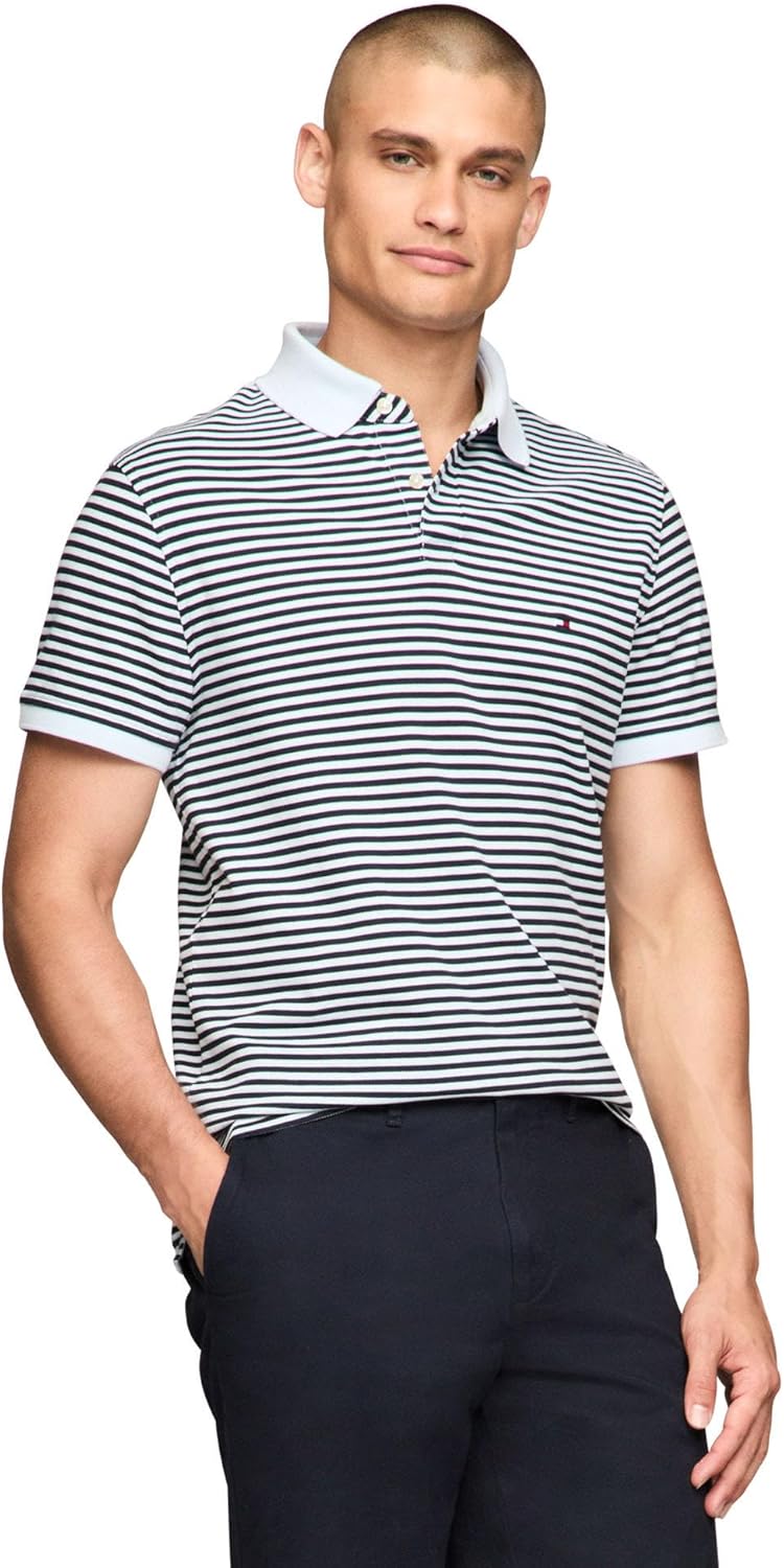 Tommy Hilfiger Men's Short Sleeve Polo Shirts in Classic Fit with Stretch and Organic Pique Cotton - 7DAY'S