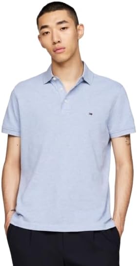 Tommy Hilfiger Men's Short Sleeve Polo Shirts in Classic Fit with Stretch and Organic Pique Cotton