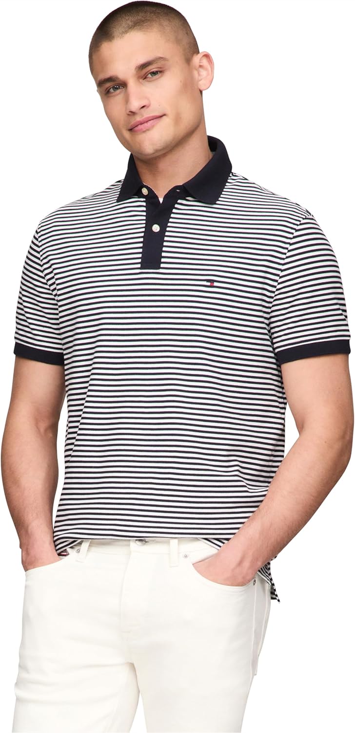 Tommy Hilfiger Men's Short Sleeve Polo Shirts in Classic Fit with Stretch and Organic Pique Cotton - 7DAY'S