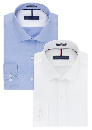 Tommy Hilfiger Men's Slim Fit Non Iron Solid Dress Shirt - Amazon Exclusive