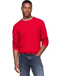 Tommy Hilfiger Men's Waffle Knit Crewneck Sweater Lightweight Pullover, Also Available in Big & Tall - 7DAY'S