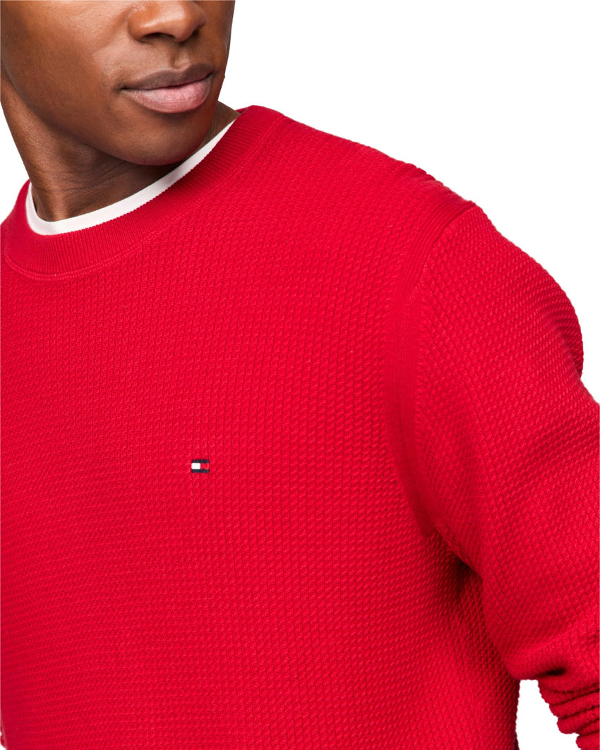 Tommy Hilfiger Men's Waffle Knit Crewneck Sweater Lightweight Pullover, Also Available in Big & Tall - 7DAY'S