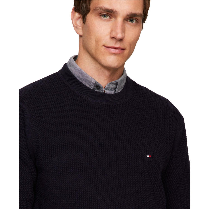 Tommy Hilfiger Men's Waffle Knit Crewneck Sweater Lightweight Pullover, Also Available in Big & Tall - 7DAY'S