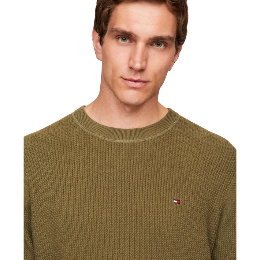 Tommy Hilfiger Men's Waffle Knit Crewneck Sweater Lightweight Pullover, Also Available in Big & Tall - 7DAY'S