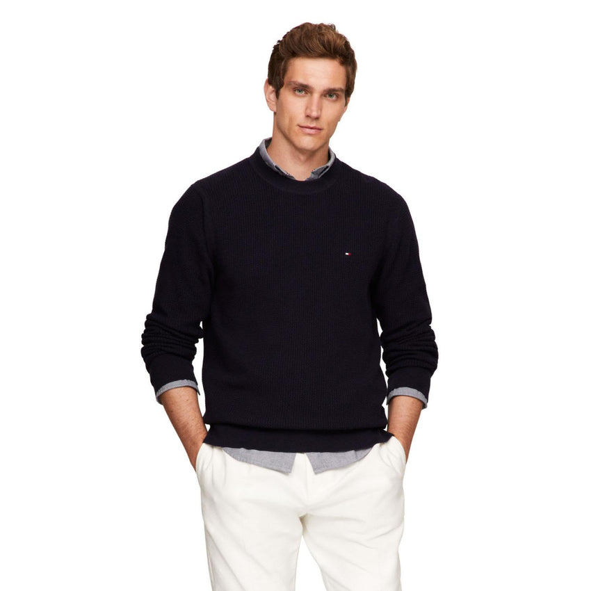 Tommy Hilfiger Men's Waffle Knit Crewneck Sweater Lightweight Pullover, Also Available in Big & Tall - 7DAY'S