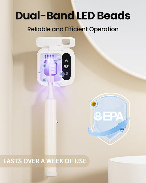 Toothbrush Holder, Electric Travel Toothbrush Organizer, LED Smart Screen, Rechargeable Portable Toothbrush Timer for Bathroom Wall - Mounted - 7DAY'S