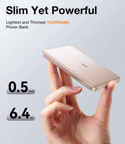 TORRAS MiniMag Power Bank,Ultra - Slim 10,000mAh Magnetic Wireless Portable Charger, 22.5W Fast Charging Battery Pack with USB - C Cable Designed for iPhone 16 Pro Max/16 Pro/16/15/14/13/12, Glacier Gray - 7DAY'S
