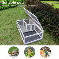 Tortoise Habitat Wooden Tortoise House Tray Indoor Turtle Enclosure for Small Animals Outdoor Wooden Reptile Cage - 7DAY'S